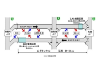 噴霧区間は上下線とも、トンネル出口付近の一部区間のみ。トンネル内の温度を約2度下げる効果があるという