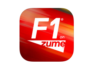 「F1 on Zume for iPhone」。iOS版のみで無料。条件／iOS6.0以上。詳細はiTunesで確認を
