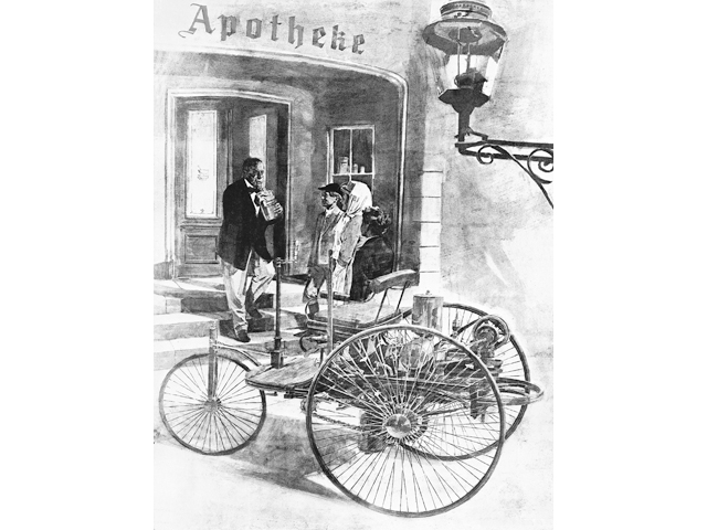 ▲1844年に生まれたカール・フリードリヒ・ベンツは産業機械の製造会社を創業。自ら設計したガソリンエンジンを搭載した世界初の自動車を開発しました。そして1886年1月29日、この自動車の特許を取得したのです。カール・ベンツの妻であるベルタは1988年に夫に内緒でマンハイムからプフォルツハイムへと車で旅をしたそうです。このときのルートは「ベルタ・ベンツ・メモリアルルート」と呼ばれドイツ観光街道に設定されています
