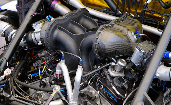 ▲V6エンジンのインテークマニホールドに使われた3Dプリンター製インテークマニホールド。耐久レースでその実力が試されます