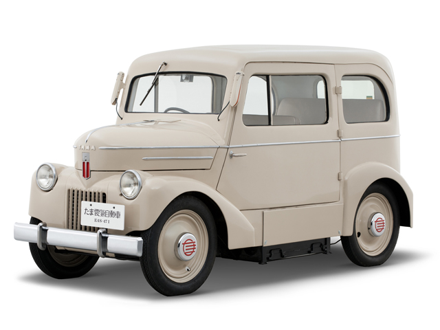 ▲戦後間もなく登場した、たま電気自動車。後にプリンス自動車工業となる東京電気自動車が開発。プリンス自動車工業は日産と合併したことを考えると、リーフの祖先と言えるかもしれないですね