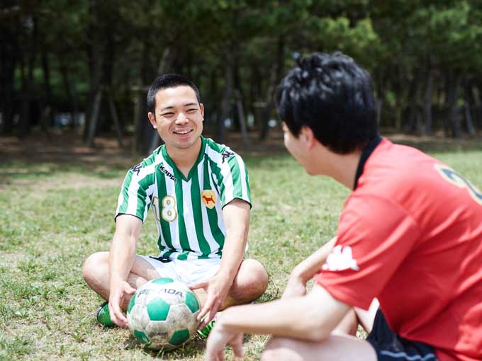 ▲この日は、所属する社会人チームの仲間とトレーニング