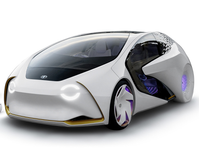 ▲トヨタは人工知能搭載の愛Car（画像は東京モーターショー2017で発表されたスタディモデル、コンセプト愛i）を初の本格量産EVに位置づける模様だ。2020年に発売される公算が大きい